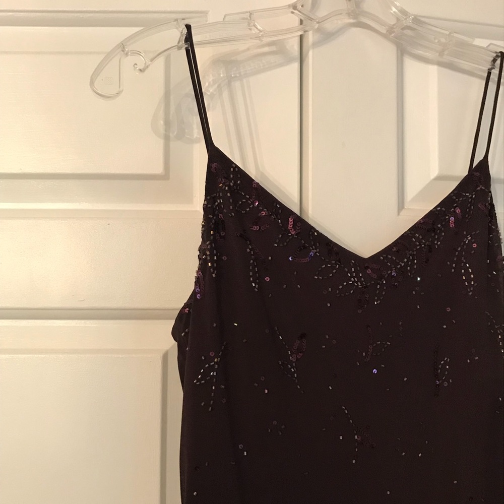 Spaghetti Strap Beaded Evening Dress - Black